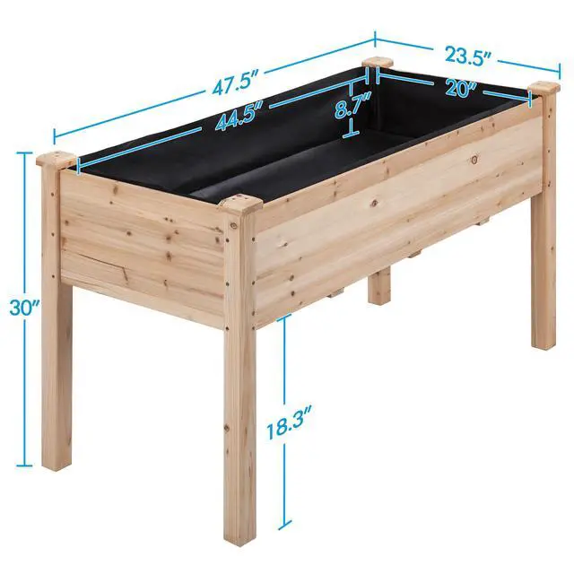 Alt view image 3 of 6 - Wooden Garden Planter Boxes 48 X 23 X 30in Elevated Raised Garden Bed Outdoor with Legs Wooden Gardening Box for Flower/Vegetable/Herb/Tomato/Backyard/Patio