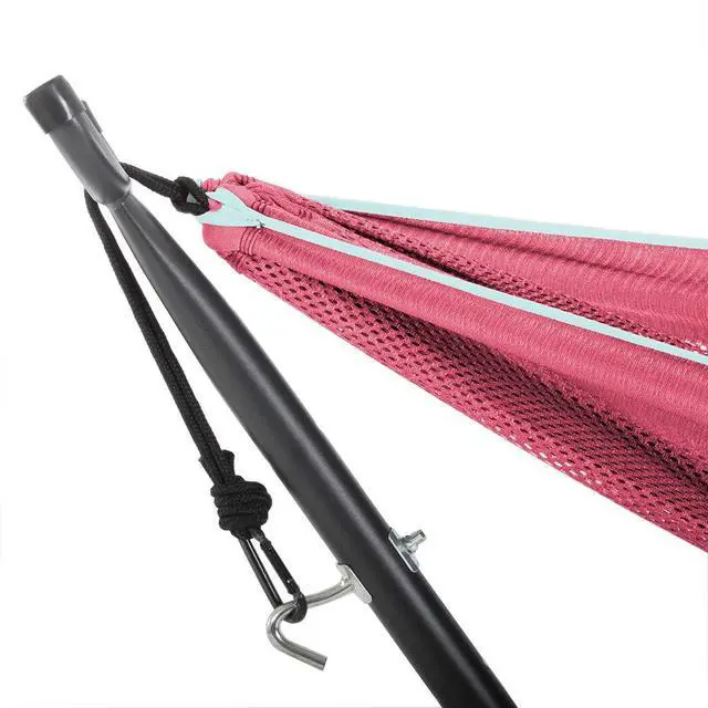 Alt view image 3 of 5 - C9MESH-45 Hammock with Stand, Rose and Celeste