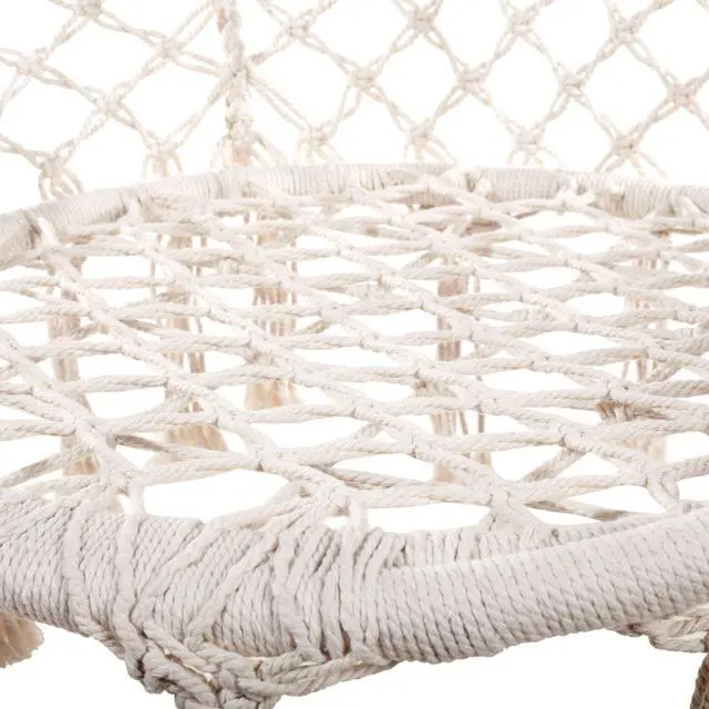 Alt view image 2 of 5 - Caromy Hammock Chair Macrame Swing, Hanging Lounge Mesh Chair Durable Cotton Rope Swing for Bedroom, Patio, Garden, Deck, Yard, Max Capacity 265 Lbs (White)