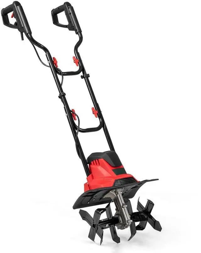 Main image of Corded Electric Tiller Cultivator, 10 Amp Powerful Foldable Garden Rototiller w/ 14 Inch Tilling Width & 9 Inch Working Depth, Safety Lock, Gardening Machine for Lawn Soil Digging