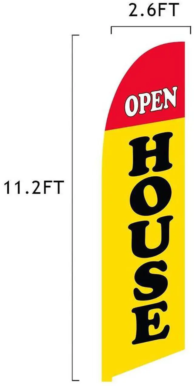 Alt view image 6 of 6 - Premium Open House Feather Flag Kit Includes 13ft Sectional Aviation Grade Fiberglass Poles, Yellow Open House Flag, Ground Spike and Pole Sleeve Bag