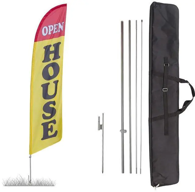 Main image of Open House Feather Flag Kits - 13.5ft Swooper Flags with Basic Pole Set, Ground Spike, Premium Bag