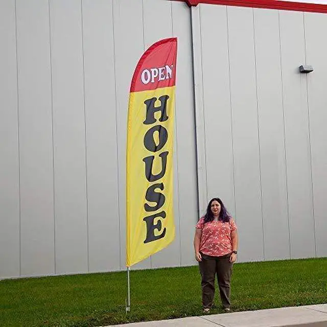 Alt view image 5 of 6 - Open House Feather Flag Kit - 13.5ft Swooper Flag with Pole Set and Ground Spike - Open Houses, Realtors, Rentals - Printed in the USA