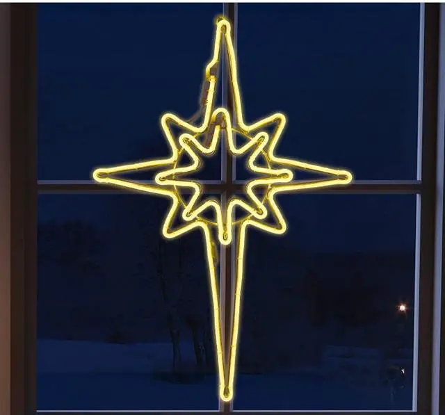 Main image of Large 25"x16" Twinkle 408 LED Bethlehem Star, Super-Bright Warm White LEDs Outdoor Christmas Decoration with 11 Functions and Timer Waterproof for Home Party Wall Hanging