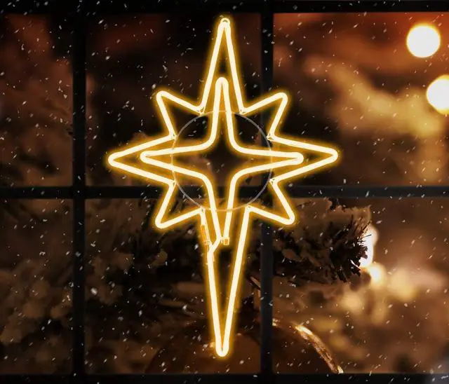 Alt view image 2 of 6 - Large 25"x16" 360 LED Bethlehem Star,Super-Bright Warm White LEDs Outdoor Christmas Decoration with UL Standard Adaptor Waterproof for Home Party Wall Hanging Holiday