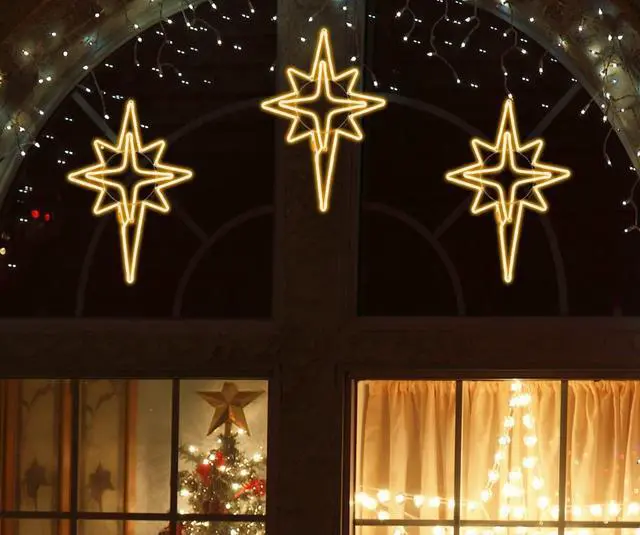 Alt view image 3 of 6 - Large 25"x16" 360 LED Bethlehem Star,Super-Bright Warm White LEDs Outdoor Christmas Decoration with UL Standard Adaptor Waterproof for Home Party Wall Hanging Holiday