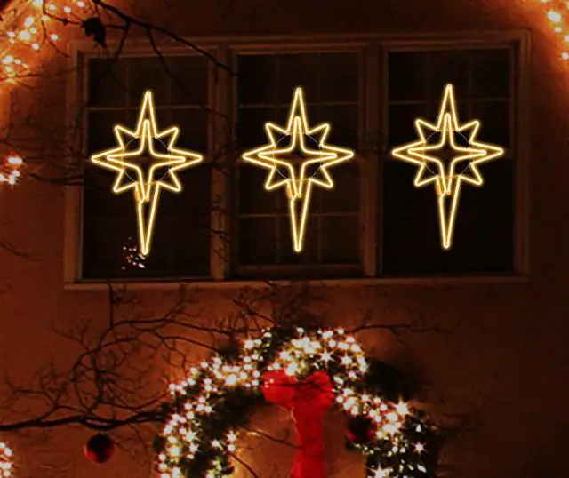 Alt view image 5 of 6 - Large 25"x16" 360 LED Bethlehem Star,Super-Bright Warm White LEDs Outdoor Christmas Decoration with UL Standard Adaptor Waterproof for Home Party Wall Hanging Holiday