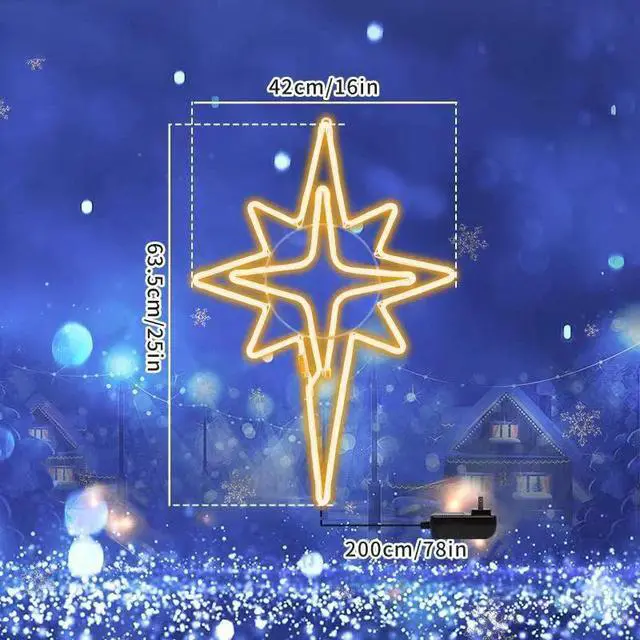 Alt view image 6 of 6 - Large 25"x16" 360 LED Bethlehem Star,Super-Bright Warm White LEDs Outdoor Christmas Decoration with UL Standard Adaptor Waterproof for Home Party Wall Hanging Holiday