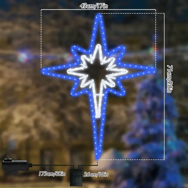 Alt view image 4 of 6 - 28" LED Christmas Star of Bethlehem - Outdoor, Lighted Stars for Wall, Hanging Decorations (Blue and White)