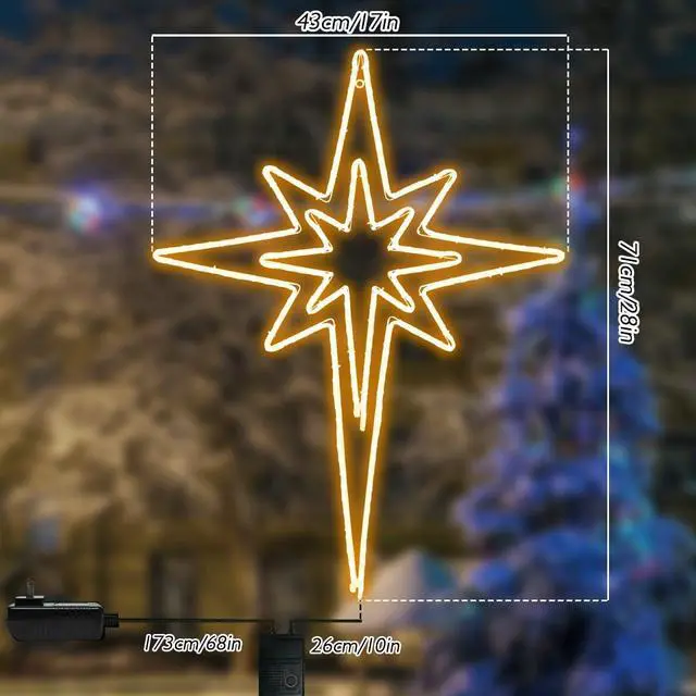 Alt view image 4 of 6 - 28" 144LED Twinkle Bethlehem Star, Super-Bright Warm LED Christmas Decoration with 11 Functions and Timer, Waterproof for Outdoor Hanging, Decorative Star Light