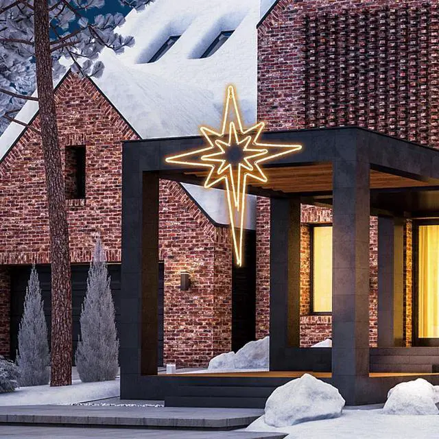 Alt view image 6 of 6 - 28" 144LED Twinkle Bethlehem Star, Super-Bright Warm LED Christmas Decoration with 11 Functions and Timer, Waterproof for Outdoor Hanging, Decorative Star Light