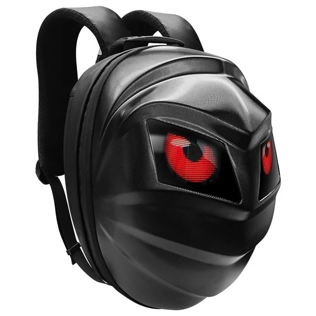 Alt view image 2 of 4 - HQS-1 Black Knight LED Motorcycle Helmet Backpack, Hard Shell Expandable 12.5-20L Waterproof Motorbike Riding Backpack with Dual P2 LED Screen, Fits Full Face Helmet for Motorcycle Riders
