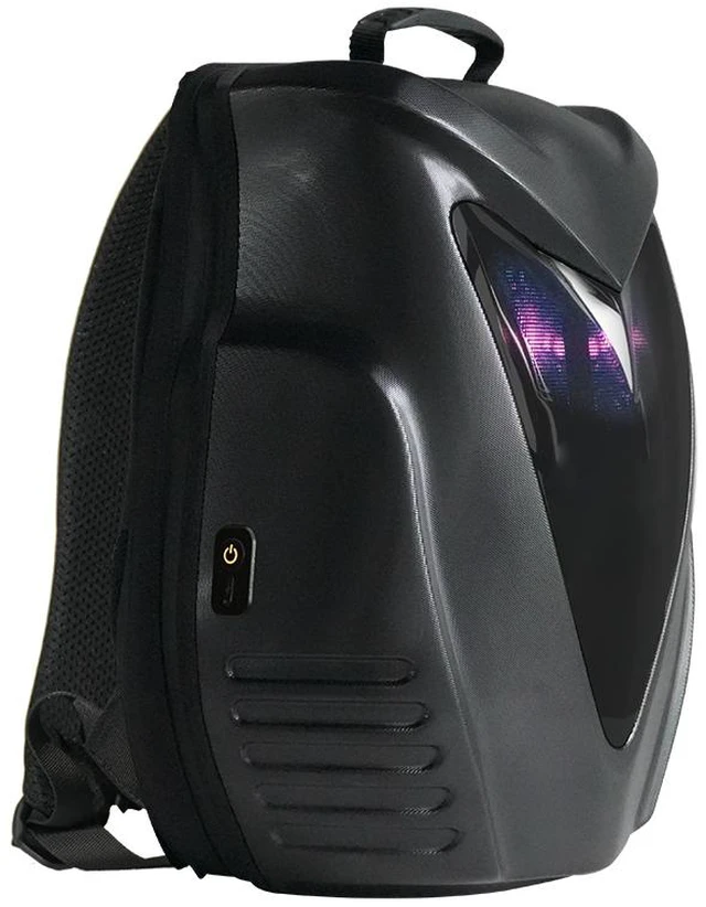 Alt view image 3 of 7 - MTY-1 Owl LED Backpack, Dual 56×80 P2 Programmable LED Screens, Bluetooth App Control, Powered by Power Bank, 17/22L ABS+PC Hard Shell Motorcycle Backpack