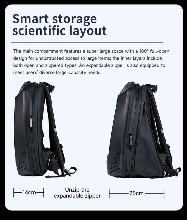 Alt view image 4 of 4 - T15 LED Motorcycle Backpack 12L Hard Shell Backpack, P5.5 32×32 Pixel LED Screen, Bluetooth APP Control Custom Display, Powered by Power Bank for Riding Travel