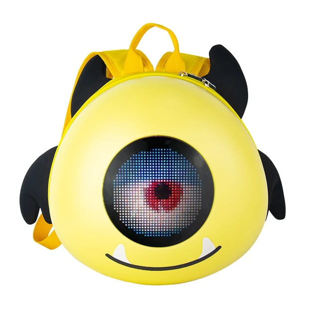 Main image of C2-1 Angel Eye Yellow LED Kids Backpack, P3 32×32 Pixel LED Screen, Bluetooth APP Custom Display, 5L Hard Shell Children School Bag, Powered by Mobile Power Supply