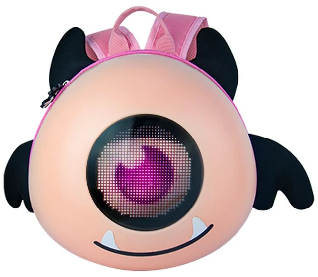 Main image of C2-2 Angel Eye Pink LED Children Backpack, 32×32 Pixels P3 LED Screen, Bluetooth APP Custom Display, 5L Hard Shell Kids Schoolbag, Powered by Mobile Power Bank