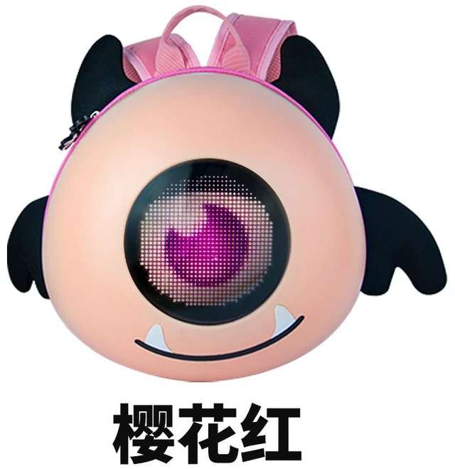 Alt view image 2 of 2 - C2-2 Angel Eye Pink LED Children Backpack, 32×32 Pixels P3 LED Screen, Bluetooth APP Custom Display, 5L Hard Shell Kids Schoolbag, Powered by Mobile Power Bank