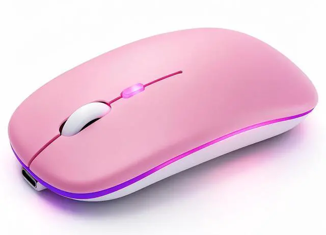 Main image of Wireless Bluetooth Mouse Rechargeable Long Lasting Dual Mode - BT 5.2 & 2.4G Silent RGB LED Mice, Slim Portable Ergonomic Mouse for Laptop/PC/Tablet/MacBook/iPad/Apple Devices(Pink)