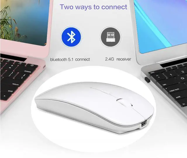 Alt view image 2 of 7 - Bluetooth Wireless Mouse for Laptop mac MacBook ipad MacBook air MacBook pro pc Desktop Computer Windows Chromebook Notebook (White)