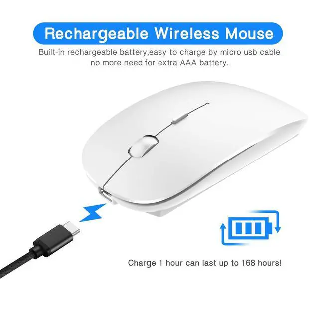 Alt view image 6 of 7 - Bluetooth Wireless Mouse for Laptop mac MacBook ipad MacBook air MacBook pro pc Desktop Computer Windows Chromebook Notebook (White)