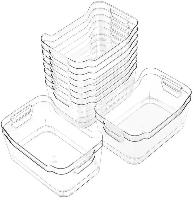 Main image of 12 Pack Clear Plastic Storage Bins, Pantry Organizers and Storage, Clear Pantry Organizer Bins, Plastic Containers with Handle for Kitchen,Freezer,Cabinet,Closet,Bathroom Under Sink Storage