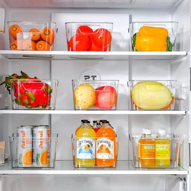 Alt view image 3 of 7 - 12 Pack Clear Plastic Storage Bins, Pantry Organizers and Storage, Clear Pantry Organizer Bins, Plastic Containers with Handle for Kitchen,Freezer,Cabinet,Closet,Bathroom Under Sink Storage