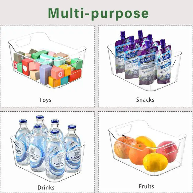 Alt view image 5 of 7 - 12 Pack Clear Plastic Storage Bins, Pantry Organizers and Storage, Clear Pantry Organizer Bins, Plastic Containers with Handle for Kitchen,Freezer,Cabinet,Closet,Bathroom Under Sink Storage