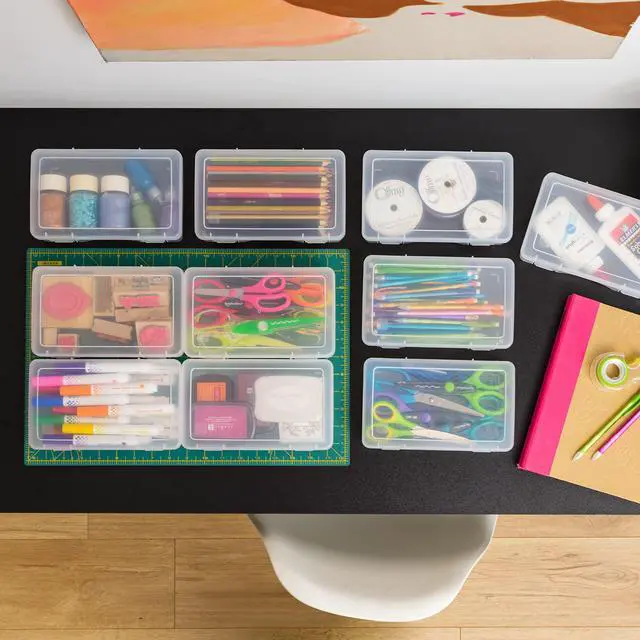 Alt view image 6 of 7 - Clear Storage Cases, 10-Pack, |Made in USA|, Plastic Bead Organizing Containers with Snap Lid for Arts, Crafts, Ephemera, Stickers, & Dance Cheer, Clear - Medium