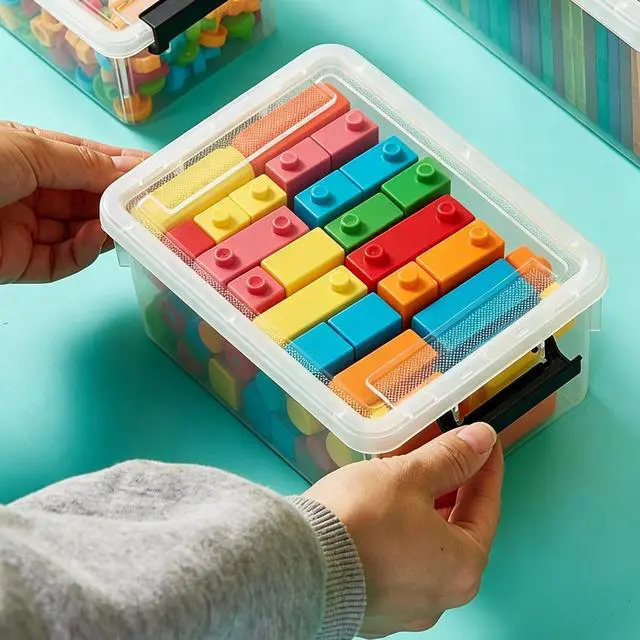 Alt view image 3 of 7 - 10 Pack 1.3 Quart Plastic Storage Bins with Lids Small Storage Containers Stackable Box with Buckle-up Latches for Organization
