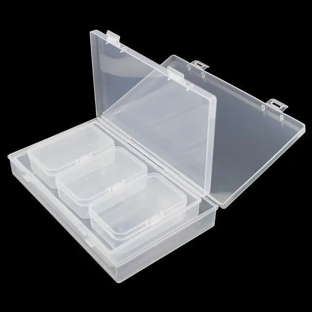 Alt view image 6 of 7 - 20 Pieces Mixed Sizes Rectangular Empty Mini Clear Plastic Organizer Storage Box Containers with Hinged Lids for Small Items and Other Craft Projects Plastic Containers with Lids Quart Containers