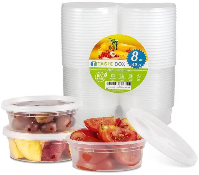 Main image of [8oz-40 Sets Plastic Containers with Airtight Lids, Food Storage Containers, Deli, Slime, Soup, Meal Prep Containers | BPA Free | Stackable | Leakproof | Microwave/Dishwasher/Freezer Safe