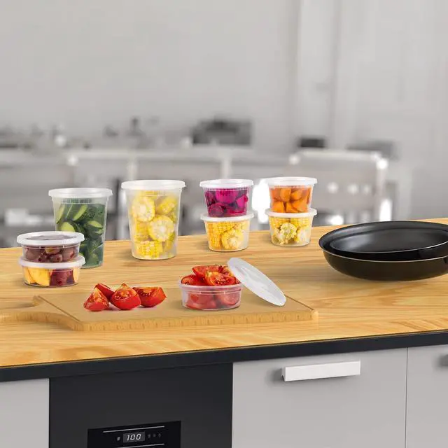 Alt view image 4 of 5 - [8oz-40 Sets Plastic Containers with Airtight Lids, Food Storage Containers, Deli, Slime, Soup, Meal Prep Containers | BPA Free | Stackable | Leakproof | Microwave/Dishwasher/Freezer Safe