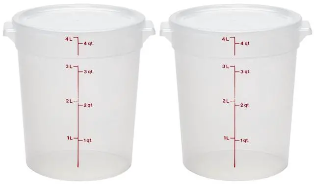 Main image of Food Storage Containers with Lids (BPA-Free) - 4 Quart - Food Grade Buckets with Lids (2 Pack) - For Dough Proofing and Brining (Translucent)