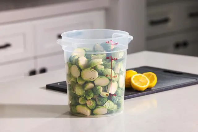 Alt view image 2 of 5 - Food Storage Containers with Lids (BPA-Free) - 4 Quart - Food Grade Buckets with Lids (2 Pack) - For Dough Proofing and Brining (Translucent)