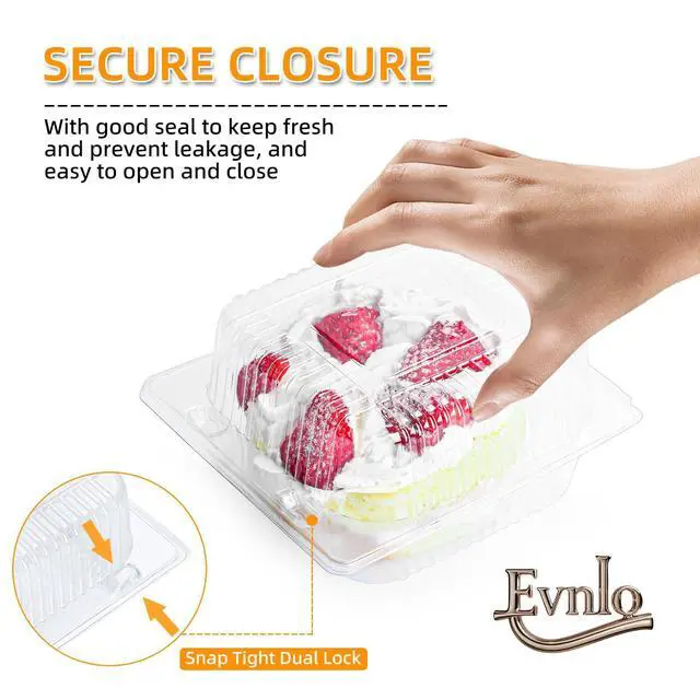 Alt view image 3 of 6 - 100 Count Clear Plastic Containers with Lids for Food, Thickened Disposable Sandwich Containers Clamshell Boxes for Cake Slice, Dessert, Hamburger, Salad, Pastry, Fruits, Takeout Tray