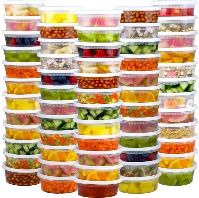 Main image of 60 Sets (120-Piece) Deli Containers with Lids 8 oz, Leak-Proof & BPA Free Airtight Takeout Plastic Food Storage Containers for Soup, Freezer/Microwave/Dishwasher Safe
