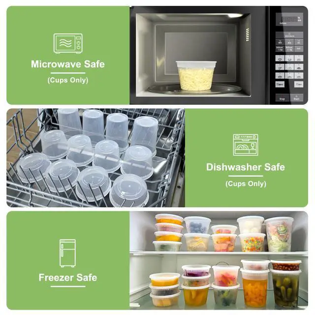 Alt view image 5 of 7 - 40 Sets (80-Piece) Deli Containers with Lids 32 oz, Leak-Proof & BPA Free Airtight Takeout Plastic Food Storage Containers for Soup, Freezer/Microwave/Dishwasher Safe