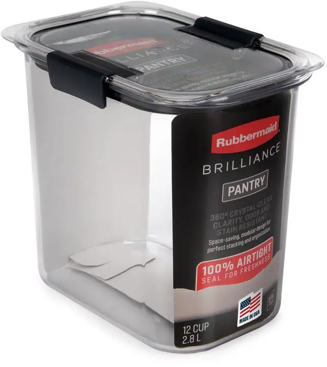 Main image of Brilliance 12-Cup Airtight Food Storage Container, Perfect for Pantry Staples, Clear/Grey