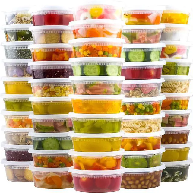 Main image of 50 Set 8 oz Deli Containers with Lids, Leak-Proof BPA Free Plastic Take Out Bowls, Food Storage Containers for Takeout Meal Prep Storage, Freezer, Microwave & Dishwasher Safe