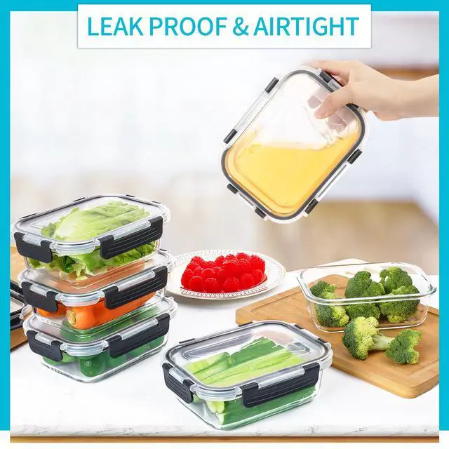 Alt view image 3 of 6 - 10 Pack Glass Meal Prep Containers, 22 OZ Glass Airtight Food Storage Containers with Lids, Pantry Kitchen Storage Containers for Lunch, Food Storage, Meal Prep, Lunch Bento Boxes