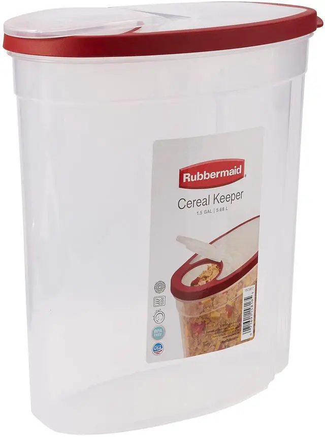 Alt view image 6 of 6 - Flex and Seal Cereal Keeper, 1.5 Gallon, BPA-Free, Clear with Red Lid, Airtight