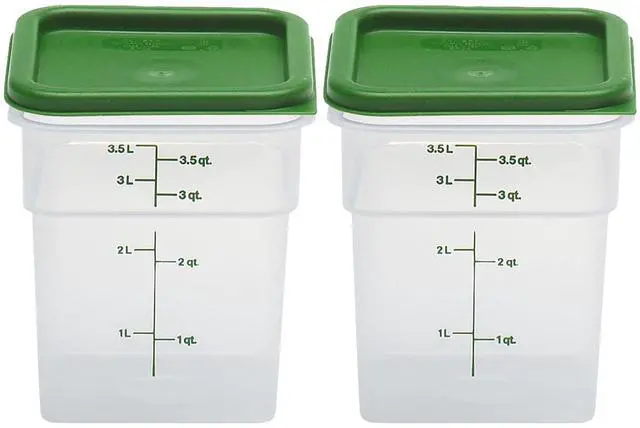 Main image of Food Storage Container with Lid (Microwave Safe and BPA-Free) - 2 Pack - Classic Series Square with Green Lid - 4 QT (Quart) - Commercial Grade for Food Prep (Translucent)