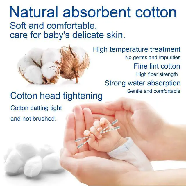 Alt view image 2 of 7 - Baby Cotton Swabs, Paper Sticks Cotton Buds for Baby Ear Nose Clean-200Pcs(Spiral & Round)