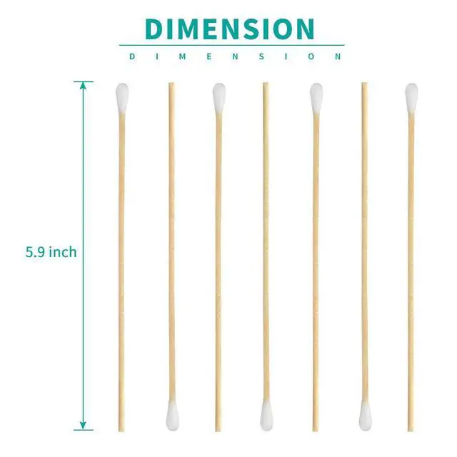 Alt view image 2 of 6 - 200 Pcs Count 6" Inch Long Cotton Swabs with Wooden Handles Cotton Tipped Applicator, Cleaning with Wood Handle for Oil Makeup Gun Applicators, Eye Ears Eyeshadow Brush and Remover Tool