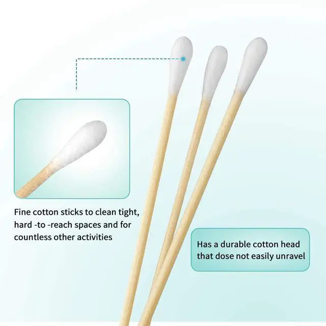 Alt view image 3 of 6 - 200 Pcs Count 6" Inch Long Cotton Swabs with Wooden Handles Cotton Tipped Applicator, Cleaning with Wood Handle for Oil Makeup Gun Applicators, Eye Ears Eyeshadow Brush and Remover Tool