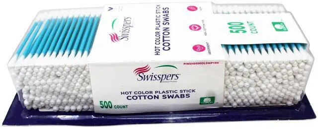 Alt view image 5 of 6 - Hot Color Cotton Swabs, 100% Cotton, Color Plastic Sticks, 500 per Pack (Color May Vary) - 3 Pack