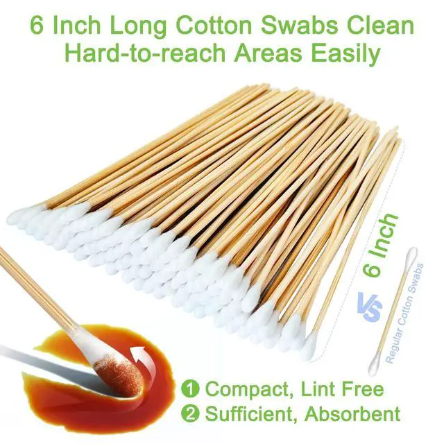 Alt view image 4 of 7 - 200 PCS Long Wooden Cotton Swabs, Cleaning Cotton Sticks with Wood Handle for Oil Makeup Gun Applicators, Eye Ears Eyeshadow Brush and Remover Tool, Cutips Buds for Baby and Home Accessories