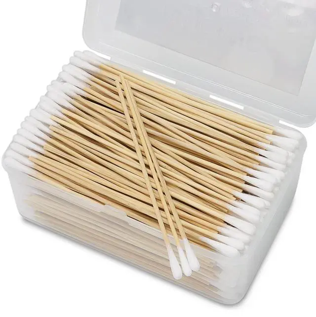 Main image of 500PCS 6" Cotton Swabs in Storage Box - Long Cotton Swab with Wooden Sticks - Lint Free, Highly Absorbent Single Tipped Applicators for Makeup, Pet Care, Home Cleaning