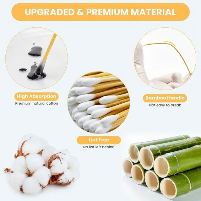 Alt view image 3 of 7 - 500PCS 6" Cotton Swabs in Storage Box - Long Cotton Swab with Wooden Sticks - Lint Free, Highly Absorbent Single Tipped Applicators for Makeup, Pet Care, Home Cleaning