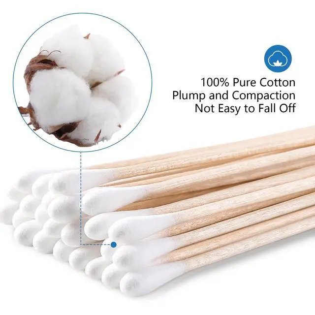 Alt view image 3 of 6 - 6 Inch Sterile Cotton Tipped Applicators, 200 Count Long Cotton Swabs, Wood Shaft Medical Swabs
